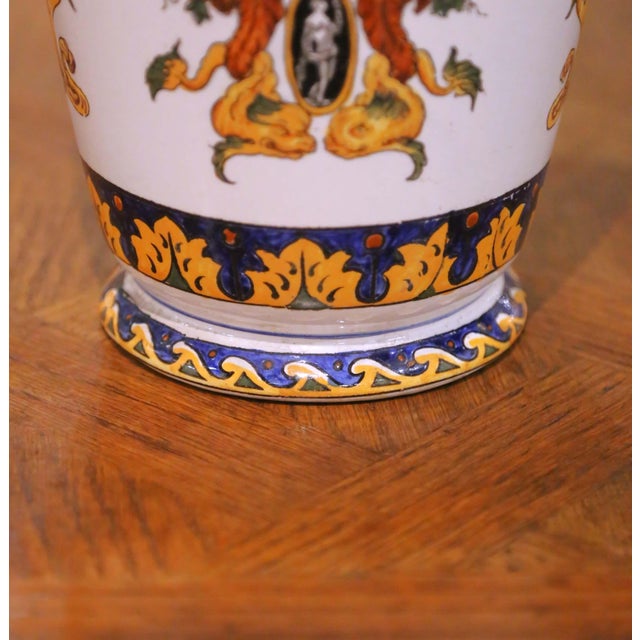 White 19th Century French Gien Faience Renaissance Revival Garniture Set, 3 Pieces For Sale - Image 8 of 17