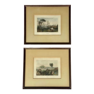 Mid-19th Century French Riviera Engravings - A Pair For Sale