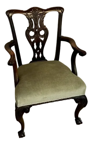 Antique Victorian Carved Mahogany Desk Chair, 1850