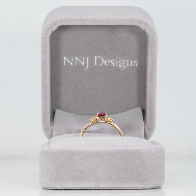 Pink Tourmaline Ring With Earth-Mined Diamond Accents: Solid 14k Gold, 7x4mm, Size 6.75 For Sale - Image 4 of 9
