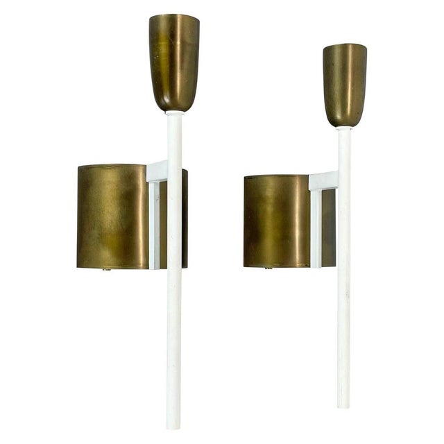 Brass Tube Theatre Wall Light Sconces in the style of Stilnovo, Italy, 1950, Set of 2 For Sale - Image 16 of 16