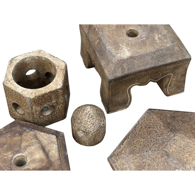 Chinese Gray Brown Hexagon Top Pagoda Shape Garden Stone Lantern For Sale In San Francisco - Image 6 of 7