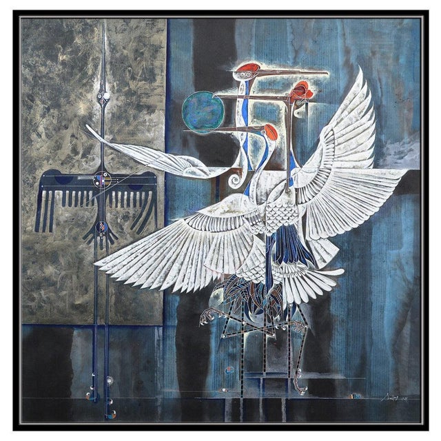 Figurative 1980s Nocturne Gouache, Lu Hong For Sale - Image 3 of 5