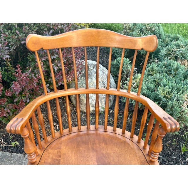 Vintage (1960's) Pair of Windsor Chairs have an Early American Style. Made by Ethan Allen Furniture. The Wood is Solid...
