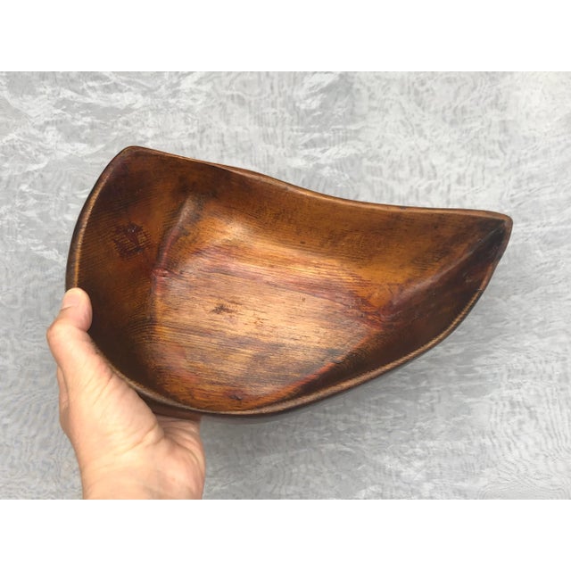Wood 1950s Organic Modern Hand Carved Wooden Bowl For Sale - Image 7 of 11