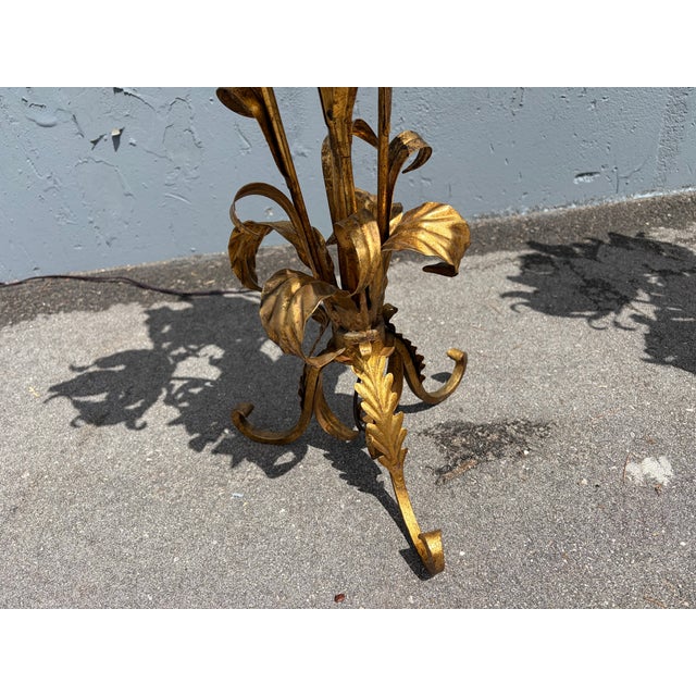 1960s Italian Table Lamps, Floral Design, Gold, Gilt - a Pair For Sale - Image 11 of 15