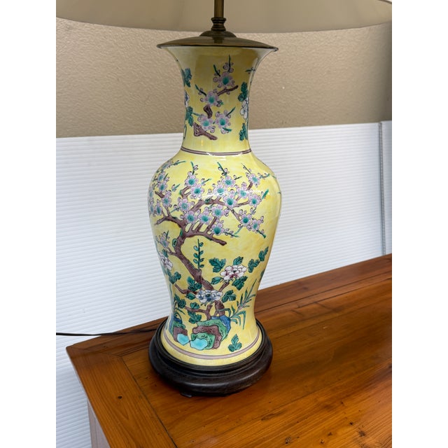 Late 20th Century Vintage Chinoiserie Cherry Blossom Table Lamp For Sale - Image 5 of 12