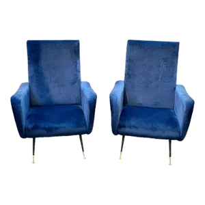Pair of Italian Mid-Century Navy Gio Ponti Style Chairs