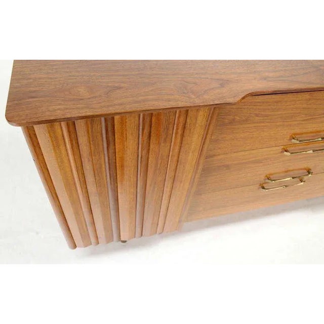 20th Century Danish Modern Long Walnut Dresser For Sale - Image 9 of 11