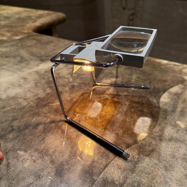 Chrome Vintage Bausch & Lomb Illuminated Stand Magnifier Industrial Modern For Sale - Image 8 of 12