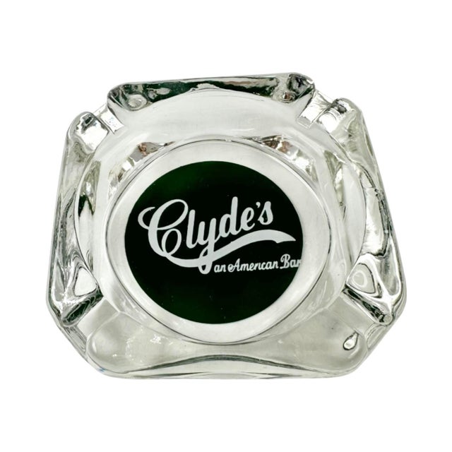 Mid-Century Modern Vintage Clyde's Restaurant Bar Washington, DC Glass Ashtray For Sale - Image 3 of 8