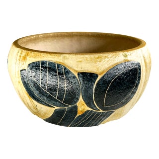 Large Vintage Hand-Decorated Stoneware Bowl by Noomi Backhausen for Søholm, 1960s For Sale