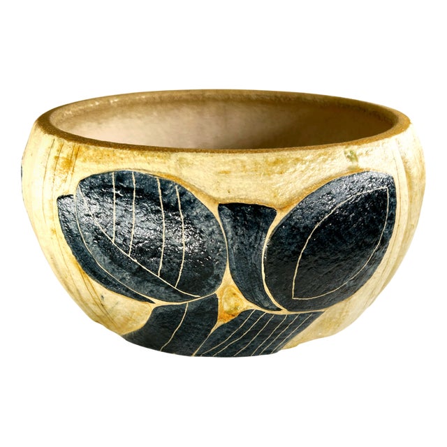 Large Vintage Hand-Decorated Stoneware Bowl by Noomi Backhausen for Søholm, 1960s For Sale