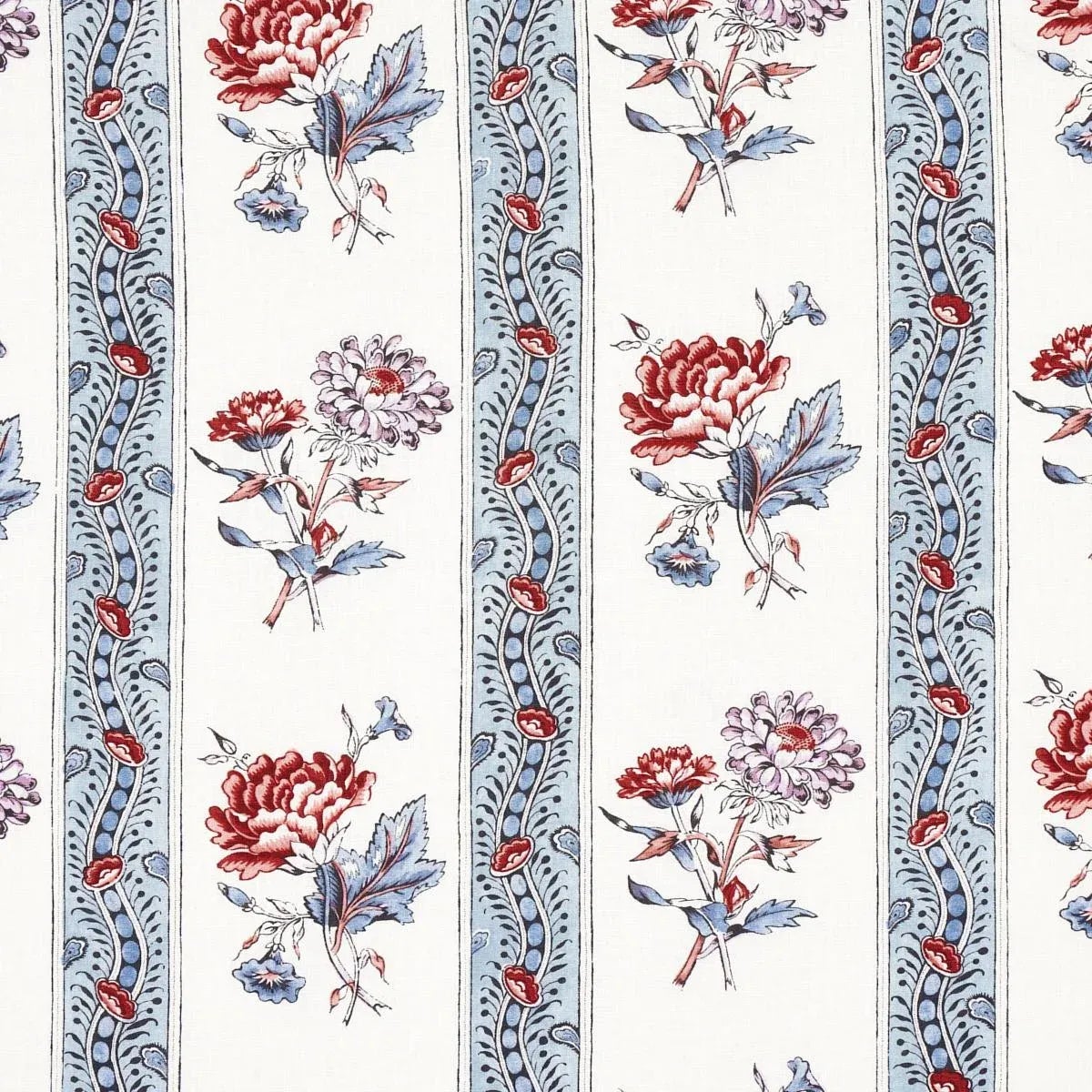 Schumacher Ariana Floral Stripe Fabric in Pearlware Blue Chairish