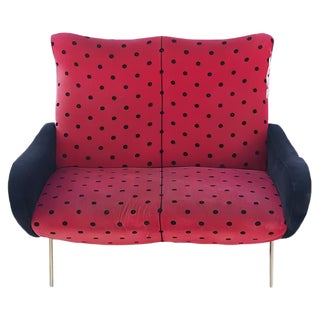 Ladybug Woven Velvet 2-Seater Sofa, 1950s For Sale