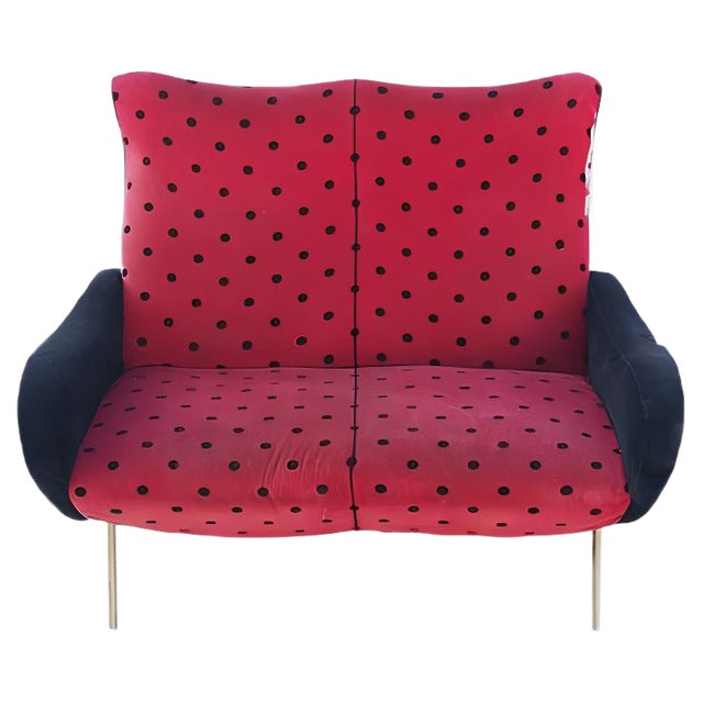 Ladybug Woven Velvet 2-Seater Sofa, 1950s For Sale