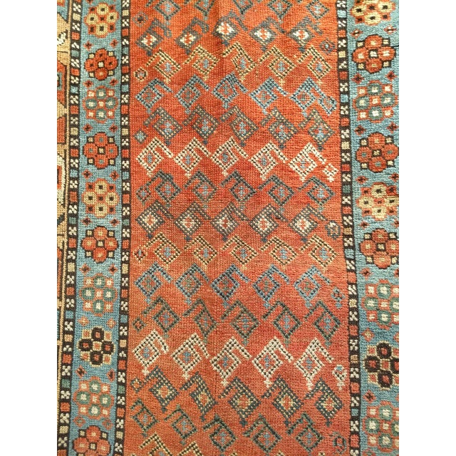 19th Century Persian Kurdish Wide Runner Rug, Hand-Knotted Wool, Allover Paisley Pattern, Terracotta & Blue, 4x12 For Sale - Image 10 of 15