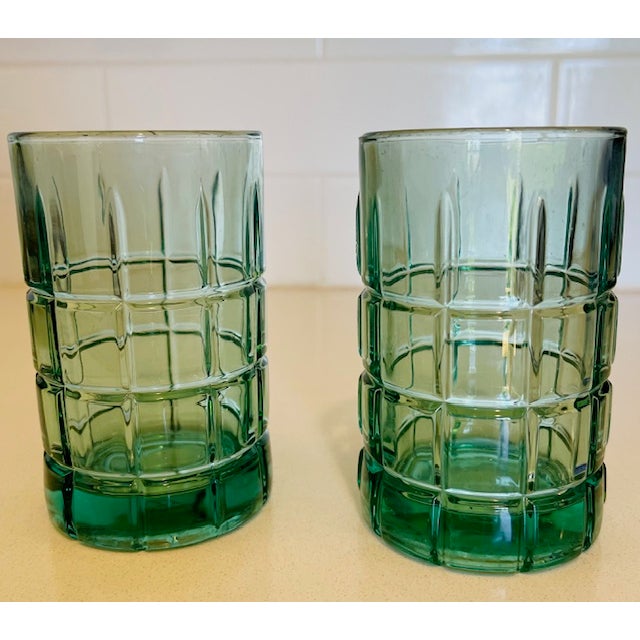 Late 20th Century Green Crystal Glasses- Set of 2 For Sale In Miami - Image 6 of 6