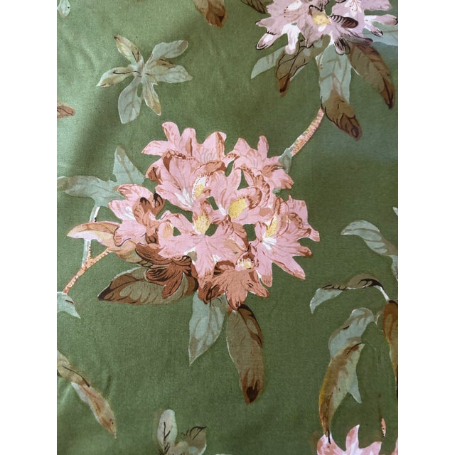 8 yards of beautiful Brunschwig & Fils floral fabric featuring a dark green background with light purple and pink hydrangeas.