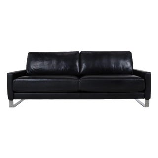 Rolf Benz Ego Leather Three-Seater Black Sofa Couch For Sale