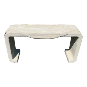 1970s Betty Cobonpue Style Pencil Reeds Bamboo Sculptura Waterfall Console Table