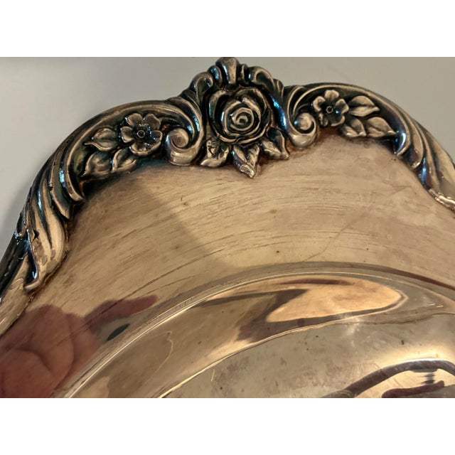 Wallace Silversmiths Vintage Silver Plated Meat Serving Palte With Tree Well For Sale - Image 4 of 7