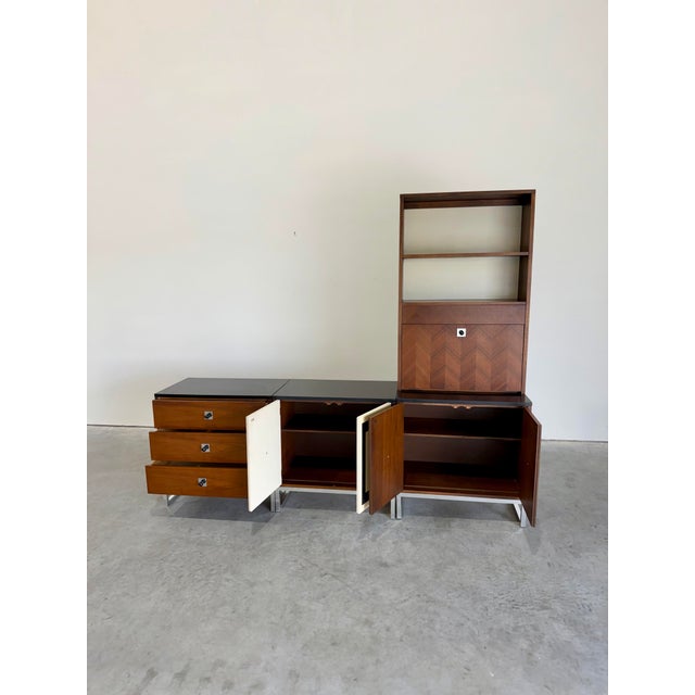 Mid-Century Modern Thomasville Mid Century Modern Modular 4pc Wall Unit c.1967 For Sale - Image 3 of 12