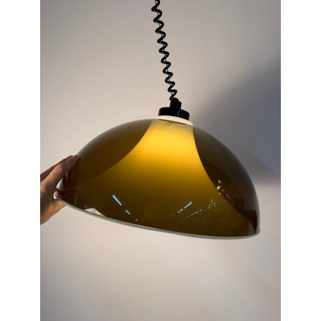 Hanging Lamp in Brown White Acrylic from Elio Martinelli For Sale - Image 4 of 11