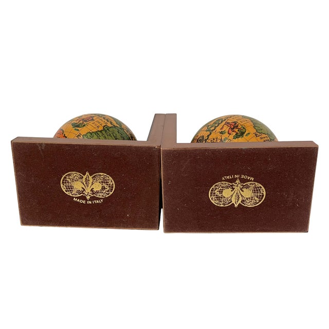 Vintage Old World Globes Wooden Bookends Globe Rotates Made in Italy Chairish