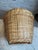 Mid 20th Century Round Tapered Woven Reed Basket Vintage Utility Laundry Basket With Reinforced Bottom and Wrapped Handles For Sale - Image 4 of 10