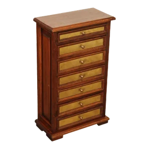 Vintage Italian Walnut & Brass Seven Drawer Accent Chest