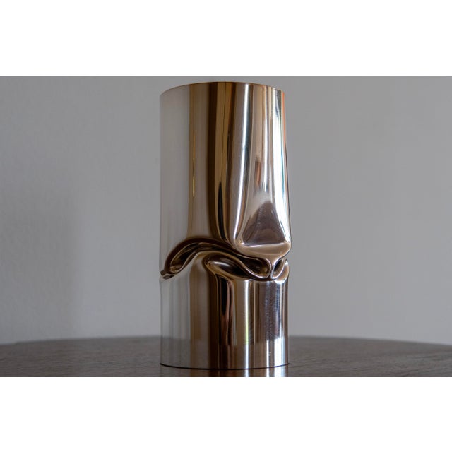 Contemporary Christofle French Modern Sculptural Silver-Plated Vase For Sale - Image 3 of 8