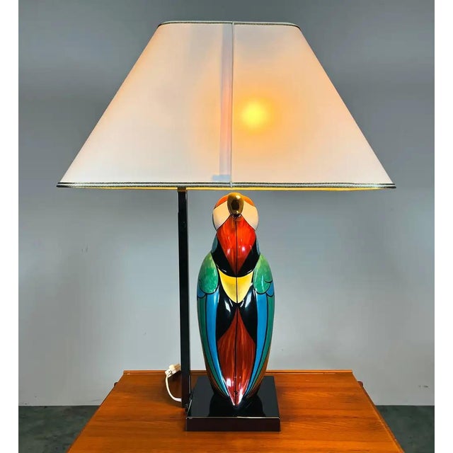 Porcelain Toucan Bird Lamp by Manifattura Artistica, Italy Circa 1989 For Sale - Image 9 of 16