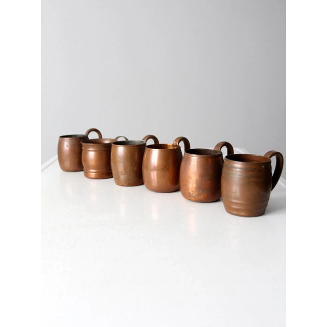 Mid 20th Century Vintage Copper Mugs - Set of 6 For Sale - Image 5 of 11