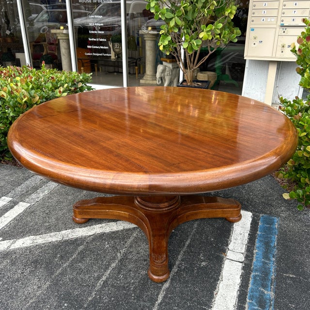 Antique French Solid Wood Round Pedestal Dining Table For Sale - Image 10 of 10