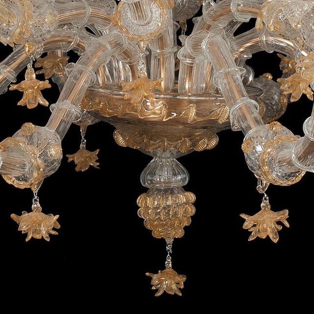 Rezzonico Chandelier in Crystal and Gold Murano Glass, 1950s For Sale - Image 7 of 10
