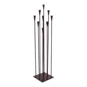 Vintage Forged Iron 9-Light Floor Candelabra in the Brutalist Style of Harry Bertoia