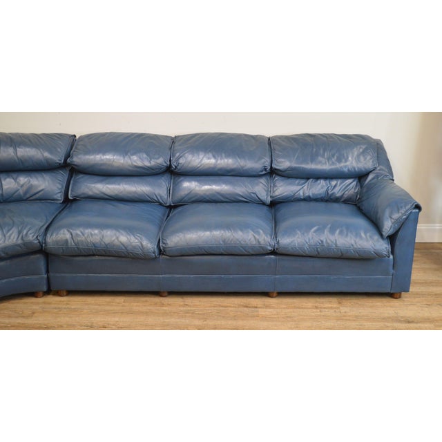 Hancock & Moore Vintage Blue Leather Sectional Sofa Chairish