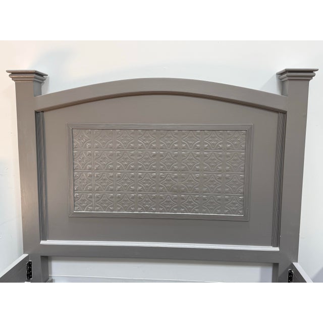 California King Size Gray Arched Panel Bed Frame For Sale - Image 4 of 12