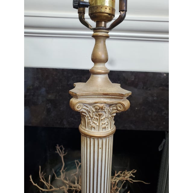 1950s Neo Classical Style Metal Indoor Lamps in the Style of Roman Columns For Sale - Image 4 of 11