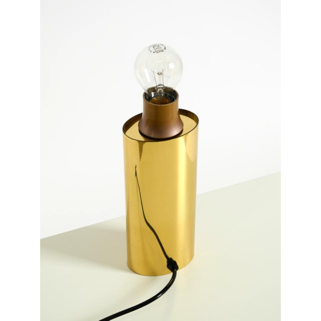 Vintage Brass Table Lamp with Wild Silk Shade from Vereinigte Werkstätten Collection, 1970s For Sale - Image 17 of 18