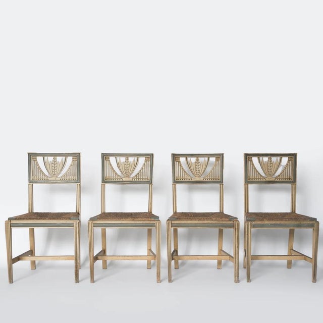 Gold Neo-Classical Painted Dining Chairs, 1890s, Set of 4 For Sale - Image 8 of 8