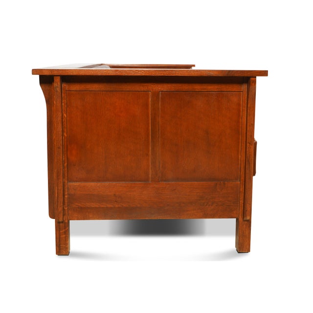 Craftsman Cubic Panel Side Sofa - Chestnut Brown Leather For Sale - Image 4 of 7