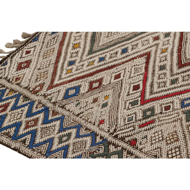 1940s Vintage Zayane Moroccan Kilim in Polychromatic Tribal Patterns by Rug & Kilim For Sale - Image 5 of 7