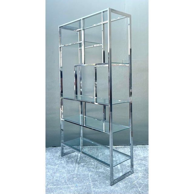 Chrome Vintage Polished Chrome Etagere After Milo Baughman For Sale - Image 8 of 12