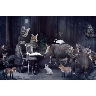 Tell Me More About the Forest by Marcin and Kate Owczarek | Digital Art featuring animals in a forest setting For Sale