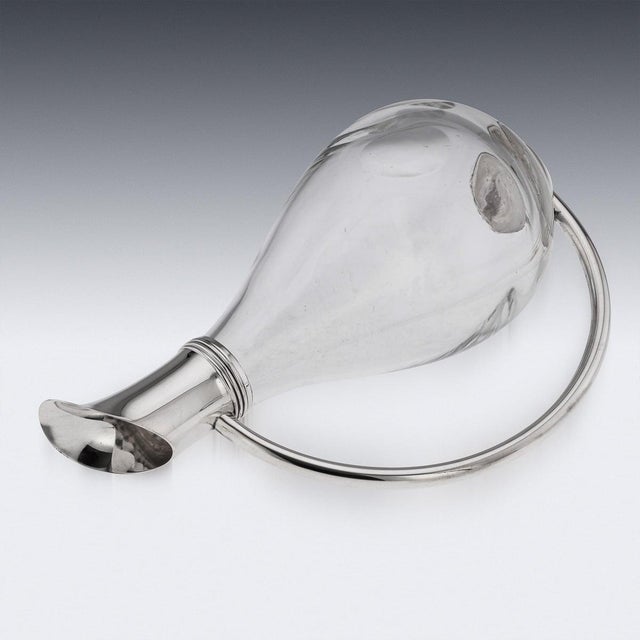 Silver Modern British Silver Mounted Glass Wine Jug from Asprey, 2004 For Sale - Image 8 of 14