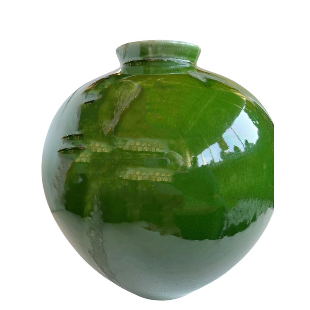 French Green Glazed Ceramic Vase For Sale - Image 4 of 6