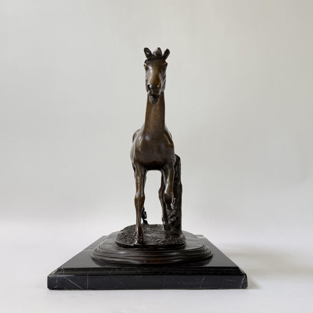 Bronze Galloping Horse Sculpture on Marble Base – Classical Equestrian, 14” L For Sale In Dallas - Image 6 of 12