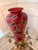 Hand-Painted Red Chinoiserie Style Vase With Birds & Pomegranate Motif For Sale In Charleston - Image 6 of 8